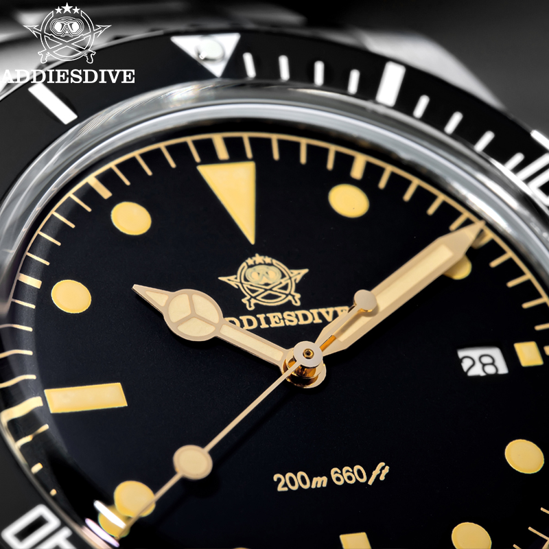 Diver Watch 300M - ADDIESDIVE メンズ高級腕時計セラミックベゼル超発光 20Bar ダイバー ステンレススチール バブルミラーガラスクォーツ時計