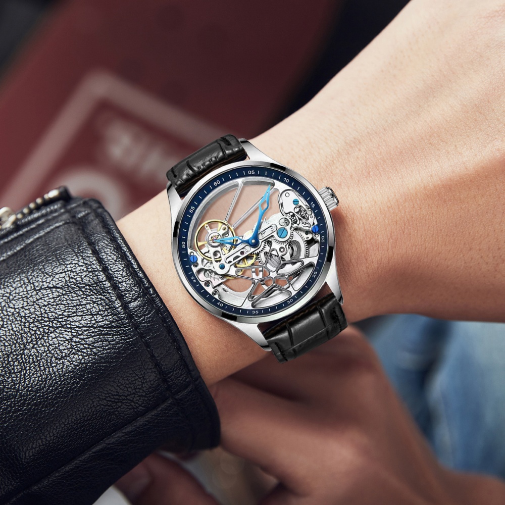 Luxury Watch Name Brands - 新品本物の両面中空メンズ腕時計、全自動機械式時計、ハイエンド高級ビジネスカジュアル多用途パーソナライズブランド腕時計、ファッショナブルなアクセサリー、彼への最高の贈り物