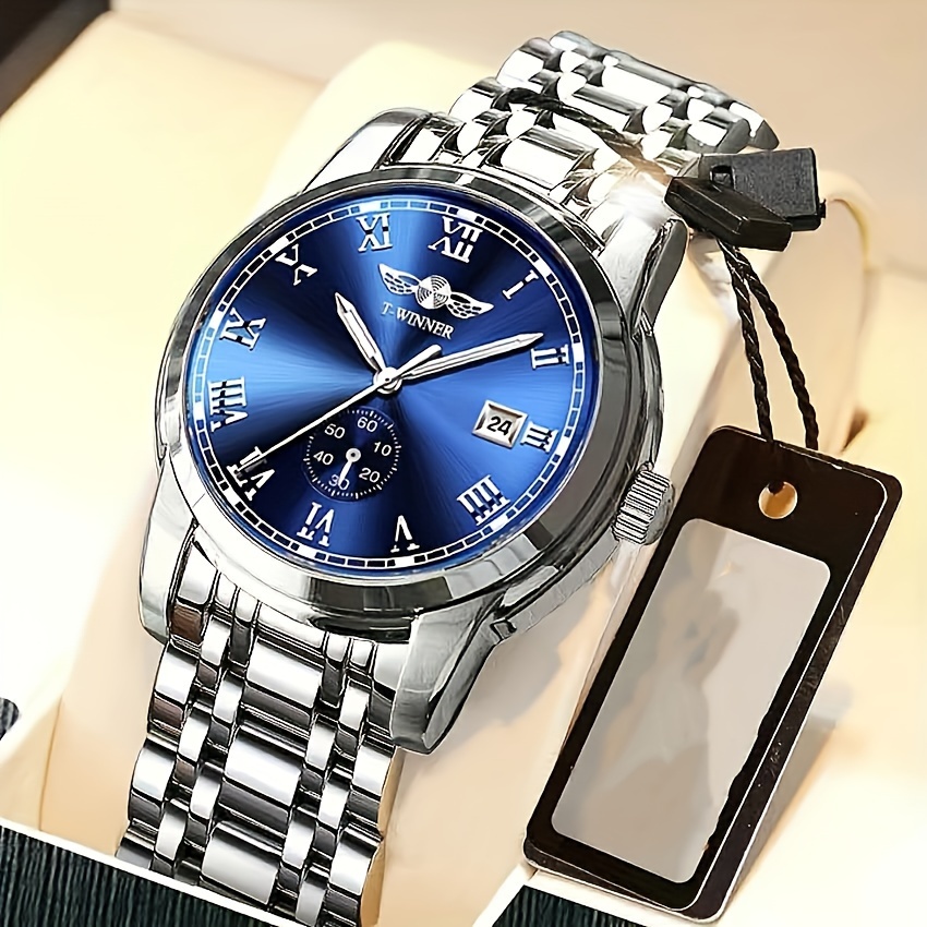 Luxury Watch Name Brands - 男性用高級機械式時計、スケルトンスチールバンド、カレンダー、ファッショナブルなビジネススタイル、スタイリッシュなブランド時計、高い美的価値、軽い高級感、ハンサムで人気の売れ筋時計、メンズモデル、ギフトに最適、電池不要