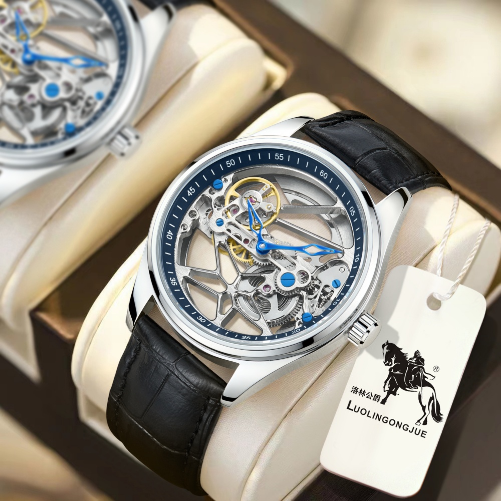 Luxury Watch Name Brands - 新品本物の両面中空メンズウォッチ、全自動機械式時計、ハイエンドの高級ビジネスカジュアル多用途パーソナライズされたブランド名時計、ファッショナブルなアクセサリー、彼への最高の贈り物