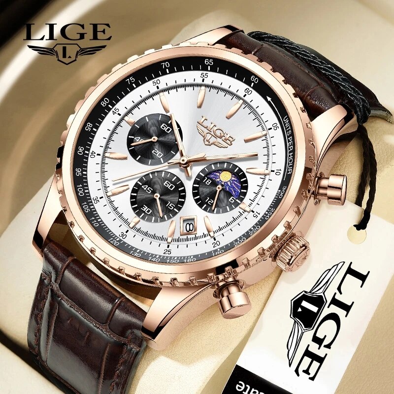 Luxury Watch Holder For Men - Lige新メンズ時計トップブランド高級男性用腕時計革クォーツ時計スポーツ防水男性用時計relogio男性用 + ボックス