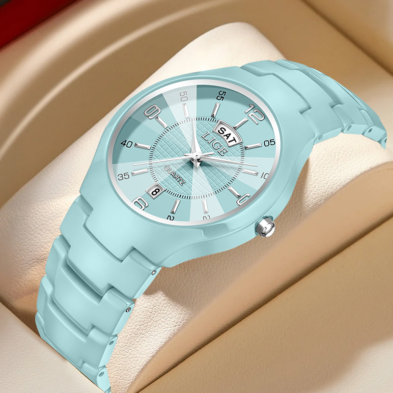 Ladies Luxury Watch - LIGE 高級エレガントなクォーツ女性腕時計ファッションセラミックス小さなダイヤルレディース腕時計日付週表示女性腕時計リロイ Mujer