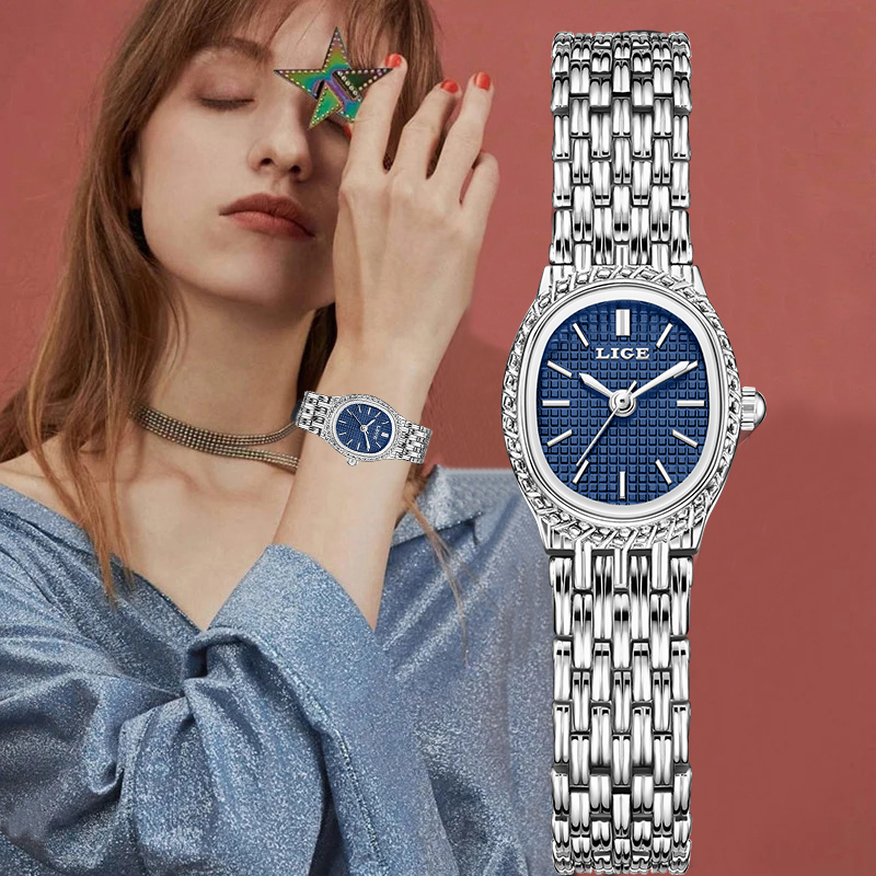 Ladies Luxury Watch - LIGE ファッション高級クォーツ女性用腕時計エレガントなクラシックシンプルなダイヤル防水ステンレスレディース腕時計女性用 Reloj Mujer + ボックス