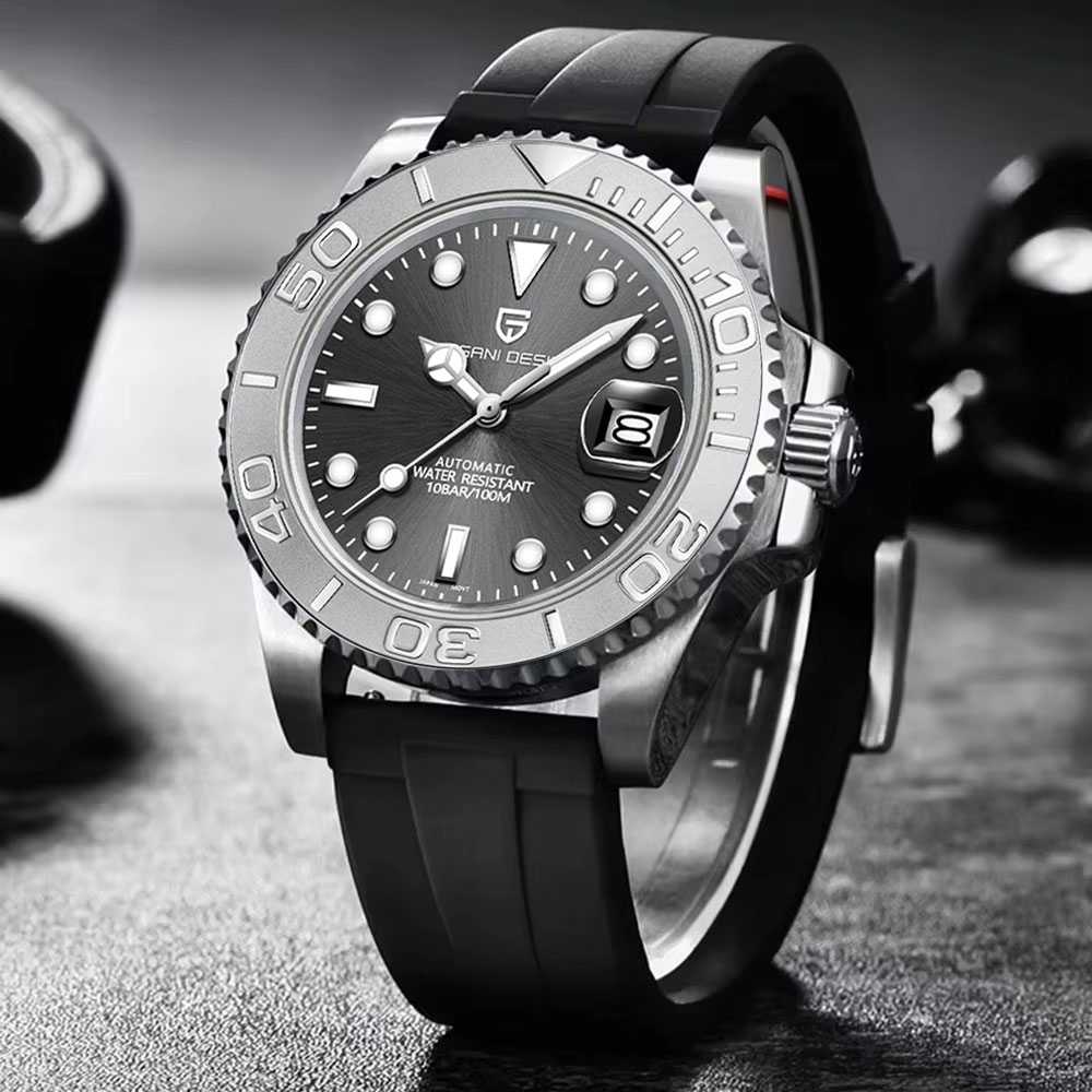 Luxury Watch With Rubber Strap - パガーニデザイントップブランドメンズウォッチクラシック高級40mm機械式腕時計セラミックベゼル防水自動巻き時計男性用