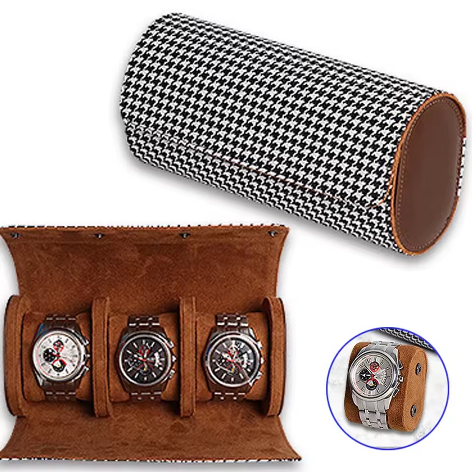 Luxury Watch Travel Case - ウォッチロールトラベルケース-1/2/3スロットウォッチ収納＆オーガナイザー-革新的な取り外し可能な枕と頑丈な仕切りで安全に保管-