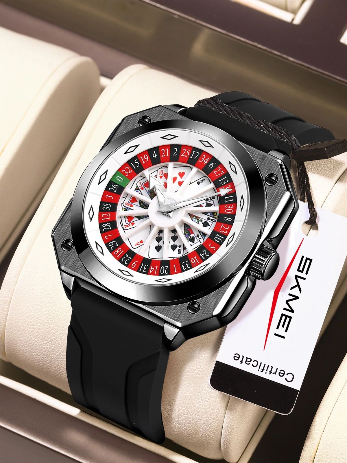 Luxury Watch Name Brands - トップラグジュアリー福の神ターンテーブルシリーズスクエアメンズウォッチ、高価値、軽い高級感、ファッショナブル、カジュアル、防水、シリコンストラップ、スタイリッシュ、クール、多用途、ハンサム、トレンディ、社交的な男性向け腕時計、メンズモデル、ヨーロッパとアメリカンスタイル、さまざまなシーンに適しています、贈り物に最適、ブランド時計
