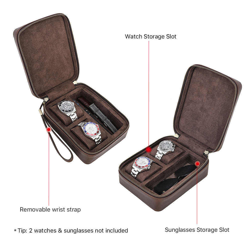 本革のトラベルケース,ソフトライニング付きサングラスボックス - Luxury Watch Travel Case のレビューと価格