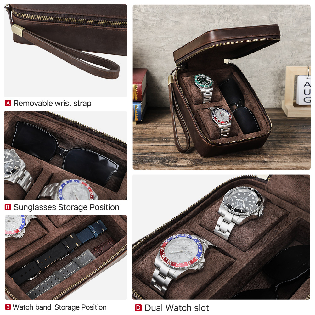本革のトラベルケース,ソフトライニング付きサングラスボックス - Luxury Watch Travel Case のレビューと価格