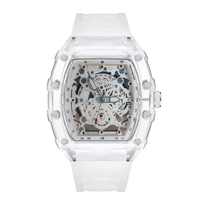 トノーファッションクォーツ腕時計メンズ透明形状カジュアル高級 - Luxury Watch With Rubber Strap のレビューと価格