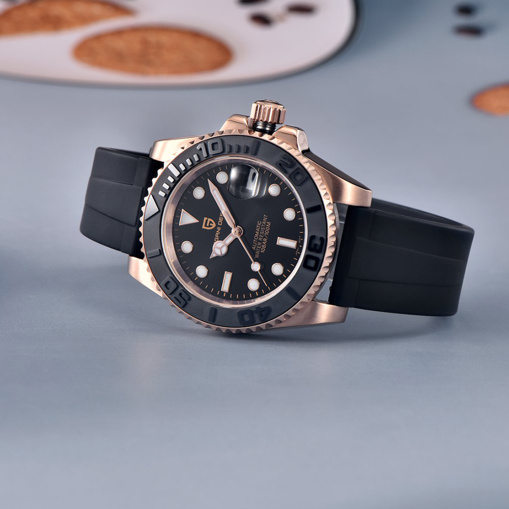 パガーニデザイン 自動巻き腕時計 ローズゴールド ダイバーズ - Luxury Watch With Rubber Strap のレビューと価格