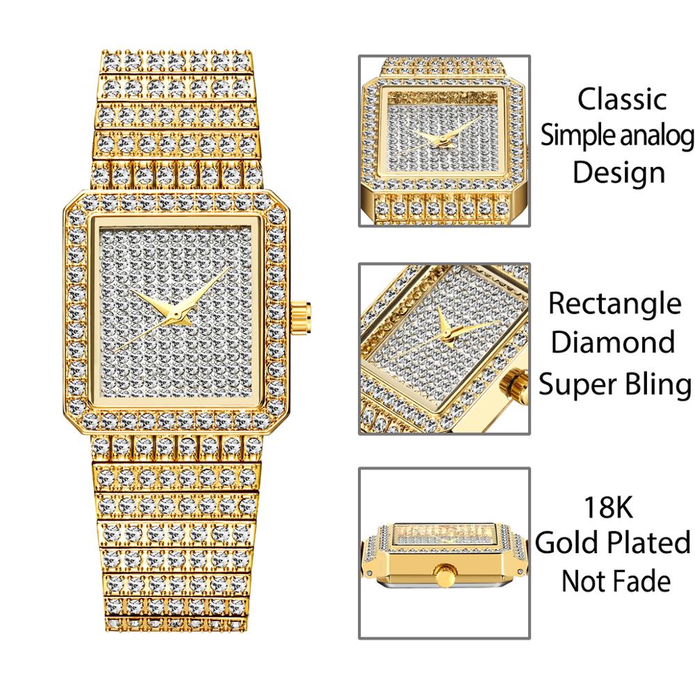 Missfox-女性用ダイヤモンドウォッチ,ゴールドスクエア - Luxury Watch Index のレビューと価格