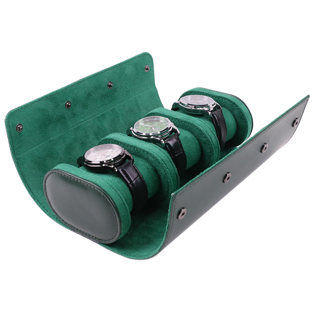 高級携帯用3スロットPUレザー腕時計トラベルロールオーガナイ - Luxury Watch Travel Case のレビューと価格