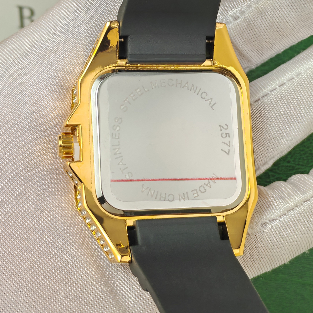 ヒップホップアイスアウトブリンブリンスクエアフルダイヤモンド - Luxury Watch With Rubber Strap のレビューと価格