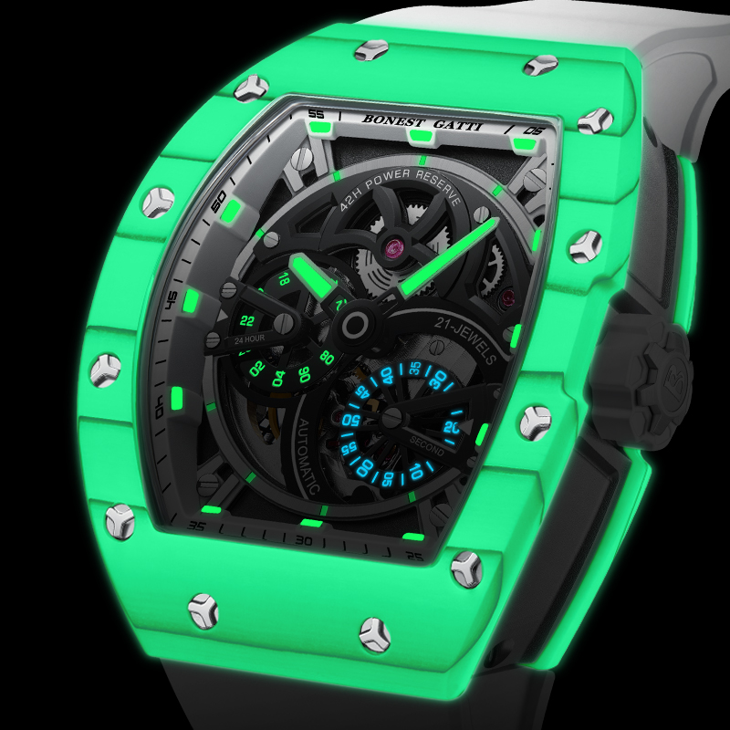 BONEST GATTI メンズ機械式時計 トノー型カーボン - Luxury Watch With Rubber Strap のレビューと価格
