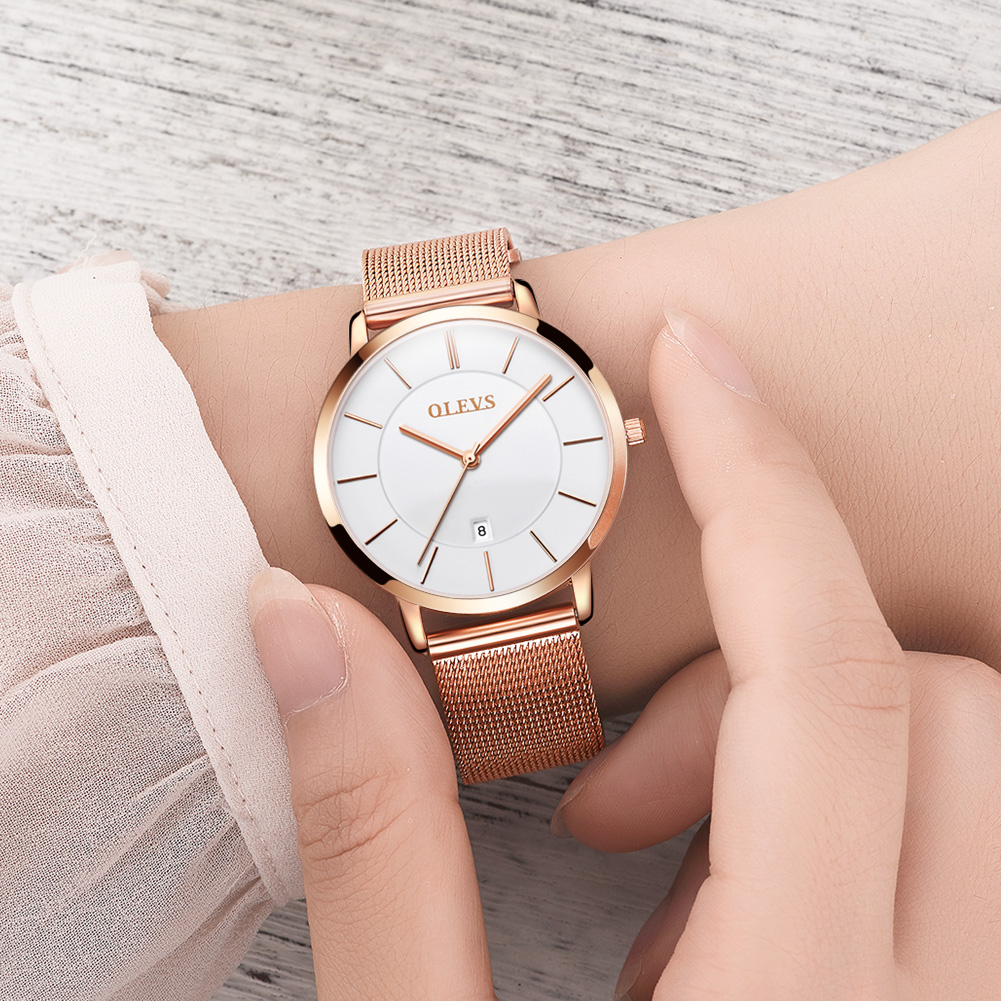 Olevs-レディースウォッチ,クォーツ,耐水性,ステンレス - Luxury Watch Travel Case のレビューと価格