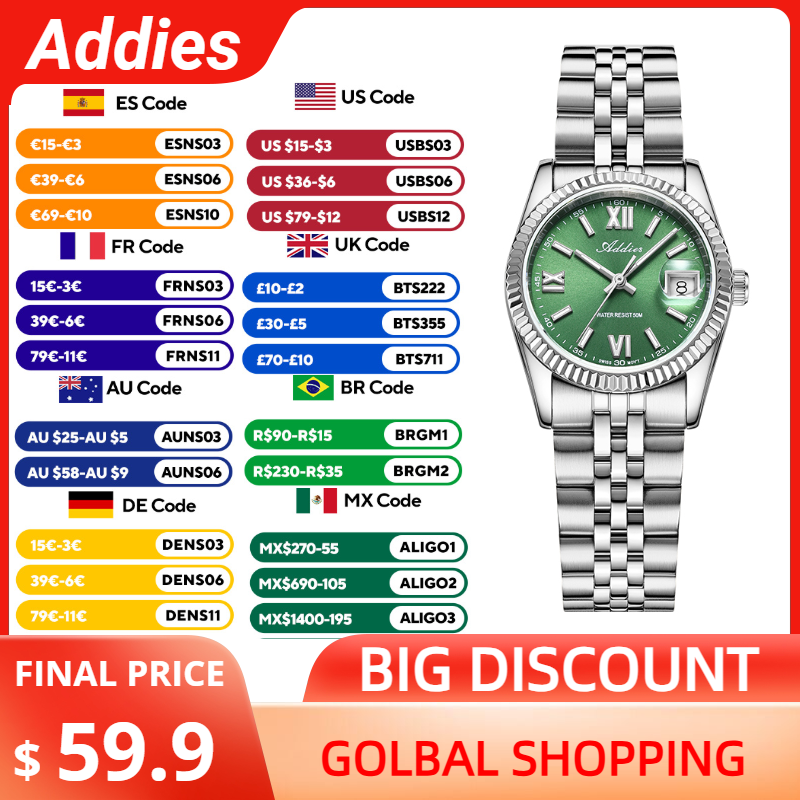 Addies 高品質高級腕時計女性用サファイアガラス 316 - Ladies Luxury Watch のレビューと価格