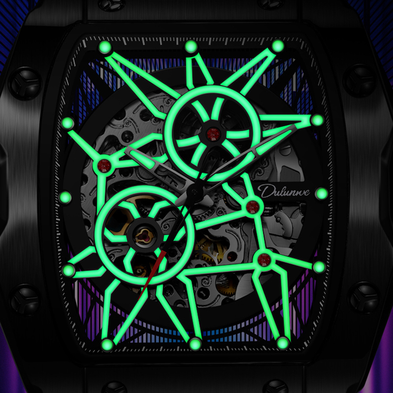 Dulunwe 高級グリーン自動機械式腕時計男性用中空防水発 - Luxury Watch With Rubber Strap のレビューと価格