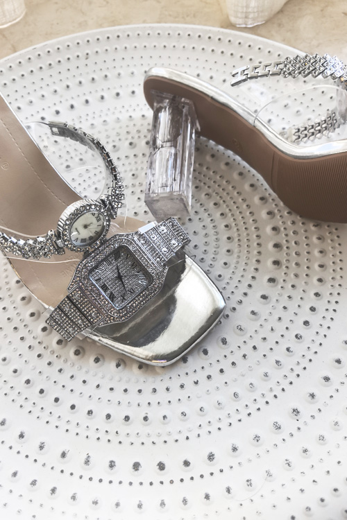 オリジナルデザインクリスタルウォッチハイヒールサンダルレディ - Luxury Watch With Rubber Strap のレビューと価格