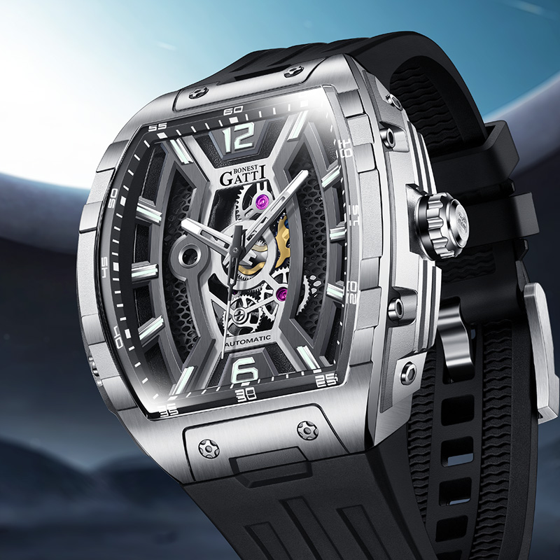 BONEST GATTI ドイツ製 自動巻き スケルトン 夜 - Luxury Watch Rubber Strap のレビューと価格