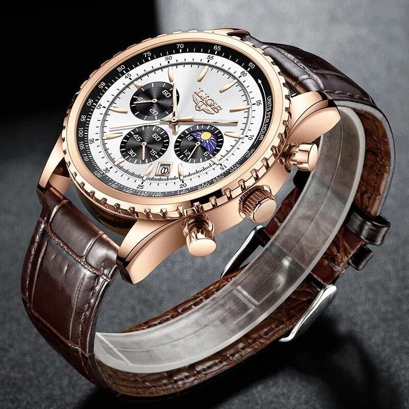 Lige新メンズ時計トップブランド高級男性用腕時計革クォーツ - Luxury Watch Holder For Men のレビューと価格