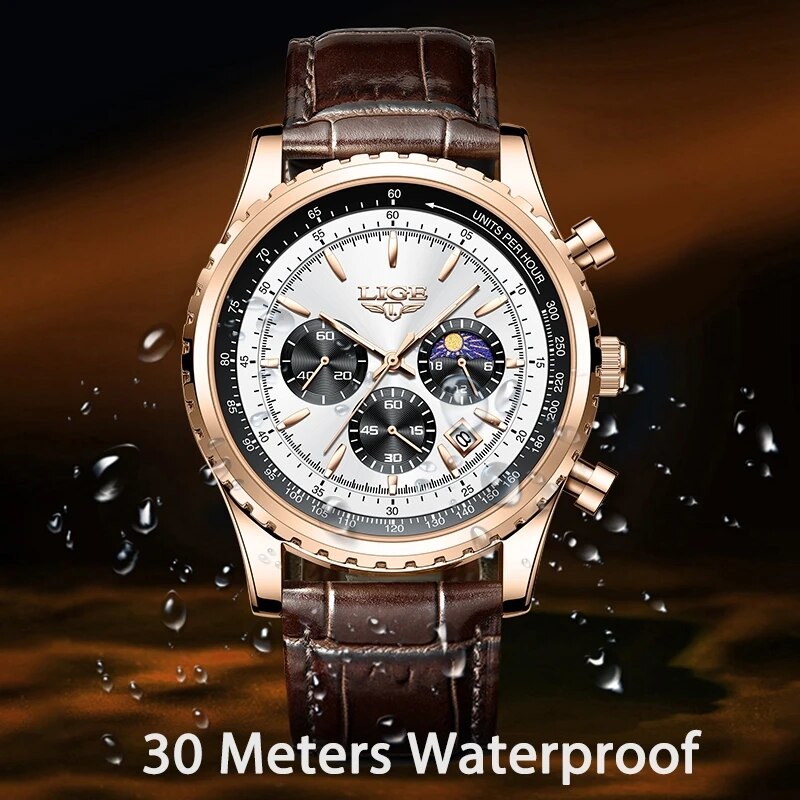 Lige新メンズ時計トップブランド高級男性用腕時計革クォーツ - Luxury Watch Holder For Men のレビューと価格