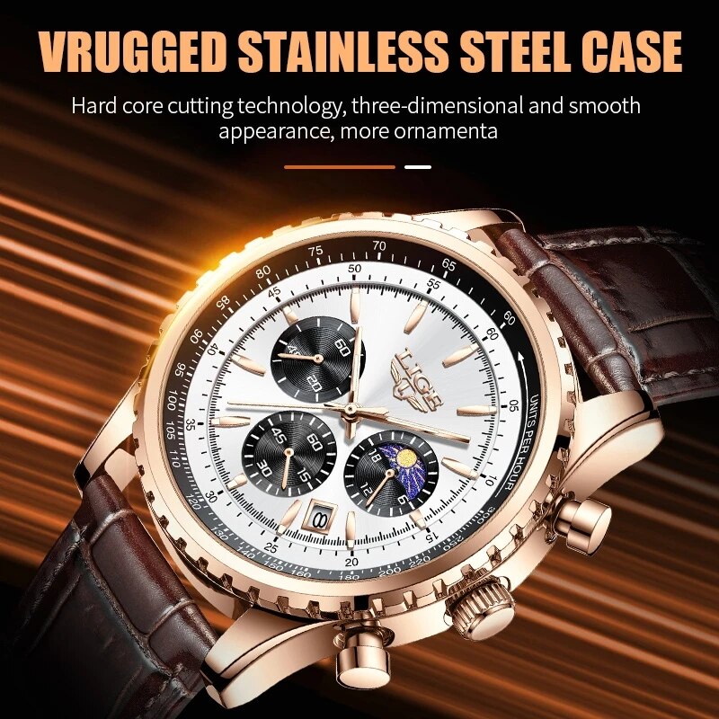 Lige新メンズ時計トップブランド高級男性用腕時計革クォーツ - Luxury Watch Holder For Men のレビューと価格