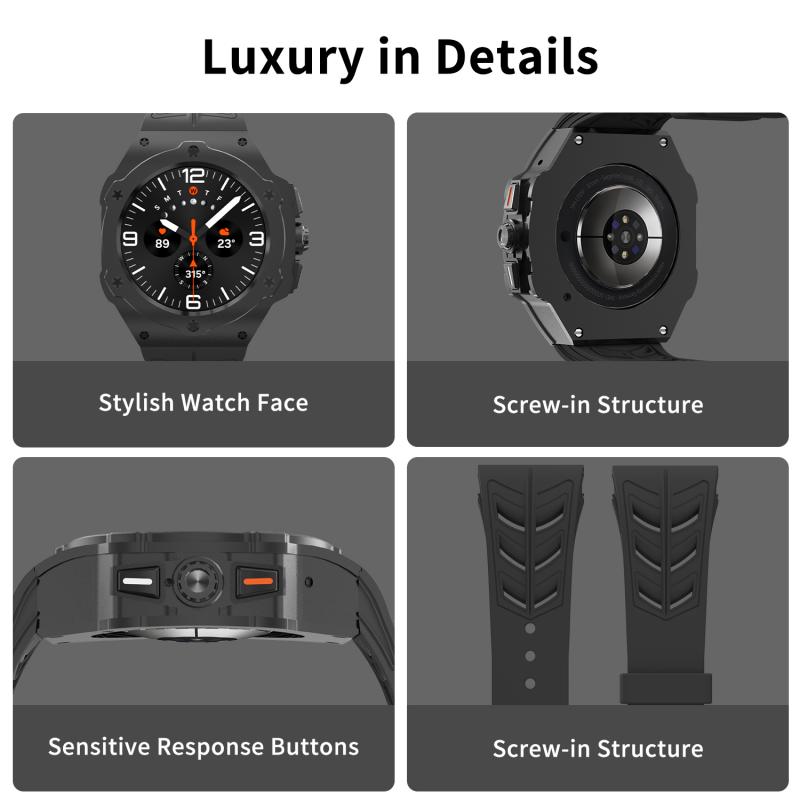 サムスンギャラクシーウォッチ用の高級金属改造キット,カーボン - Luxury Watch Rubber Strap のレビューと価格