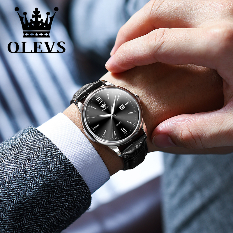 Olevs-メンズクォーツ防水時計,ビジネス,レザーストラッ - Luxury Watch Holder For Men のレビューと価格