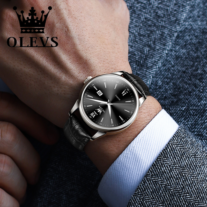 Olevs-メンズクォーツ防水時計,ビジネス,レザーストラッ - Luxury Watch Holder For Men のレビューと価格