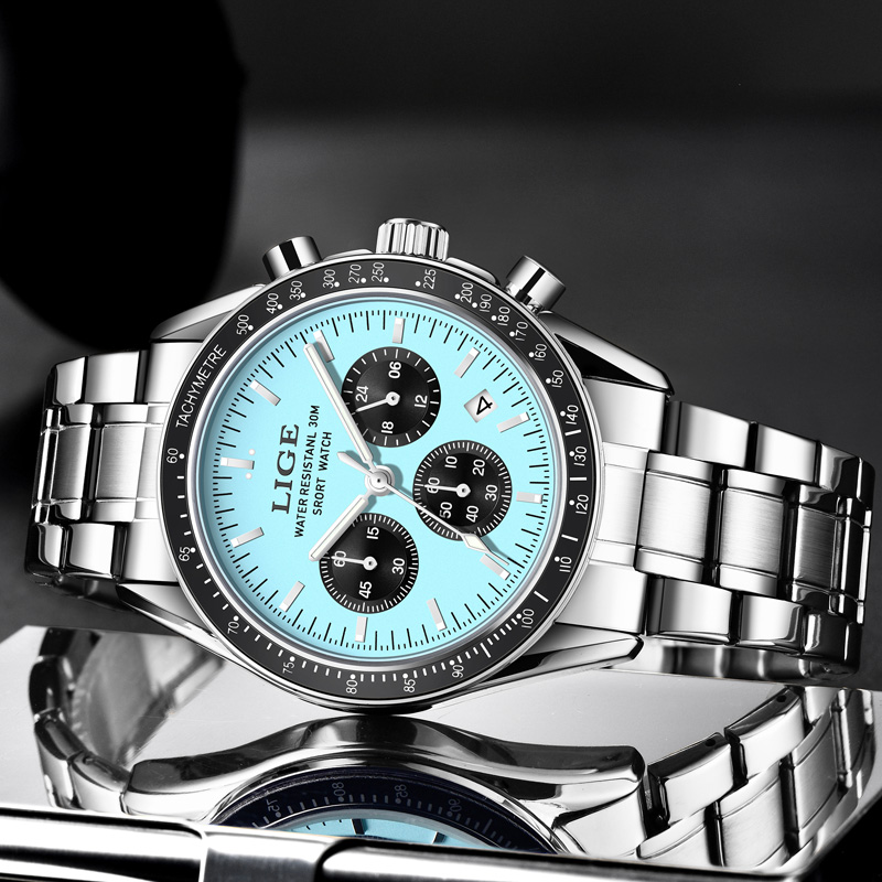 LIGE トップブランドの高級新しいメンズ腕時計クォーツマン - Luxury Watch Holder For Men のレビューと価格