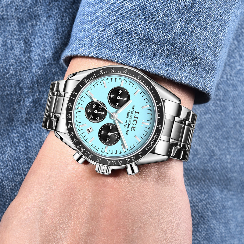 LIGE トップブランドの高級新しいメンズ腕時計クォーツマン - Luxury Watch Holder For Men のレビューと価格
