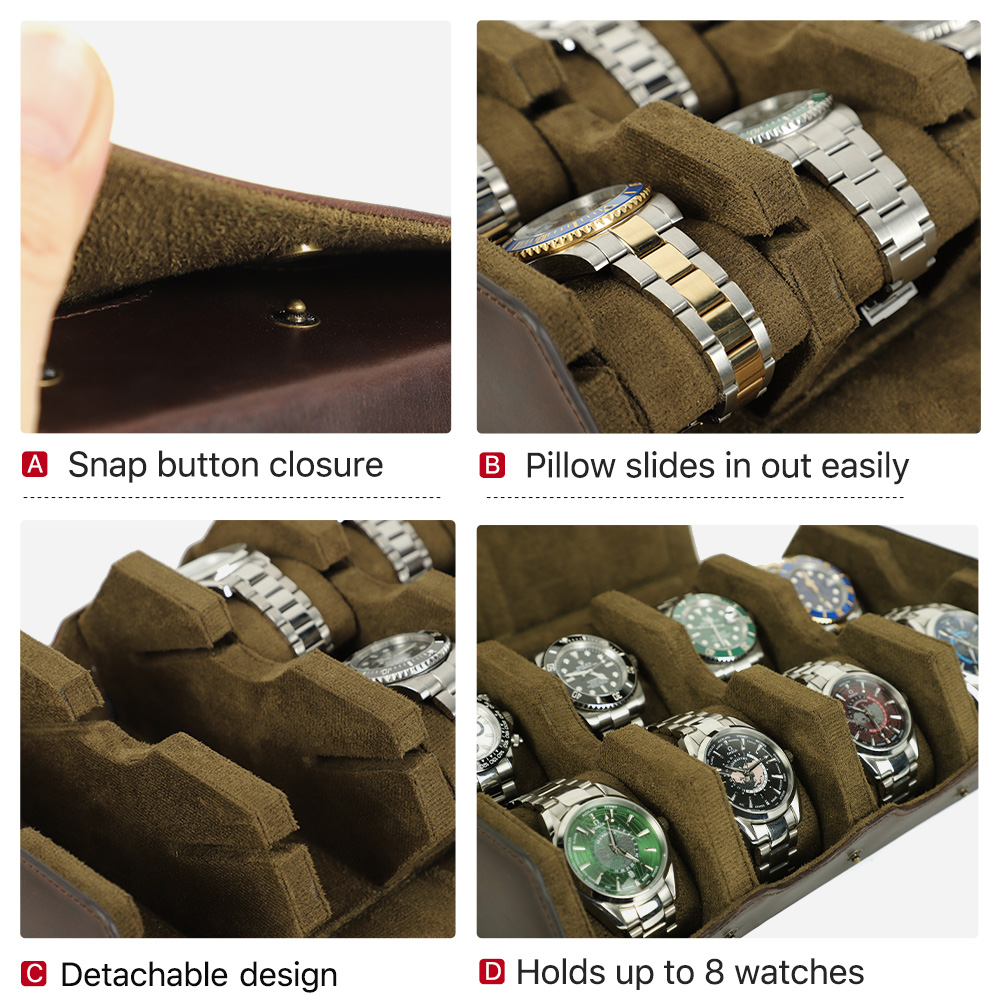 CONTACT'S FAMILY 高級本革8スロット腕時計ロ - Luxury Watch Travel Case のレビューと価格
