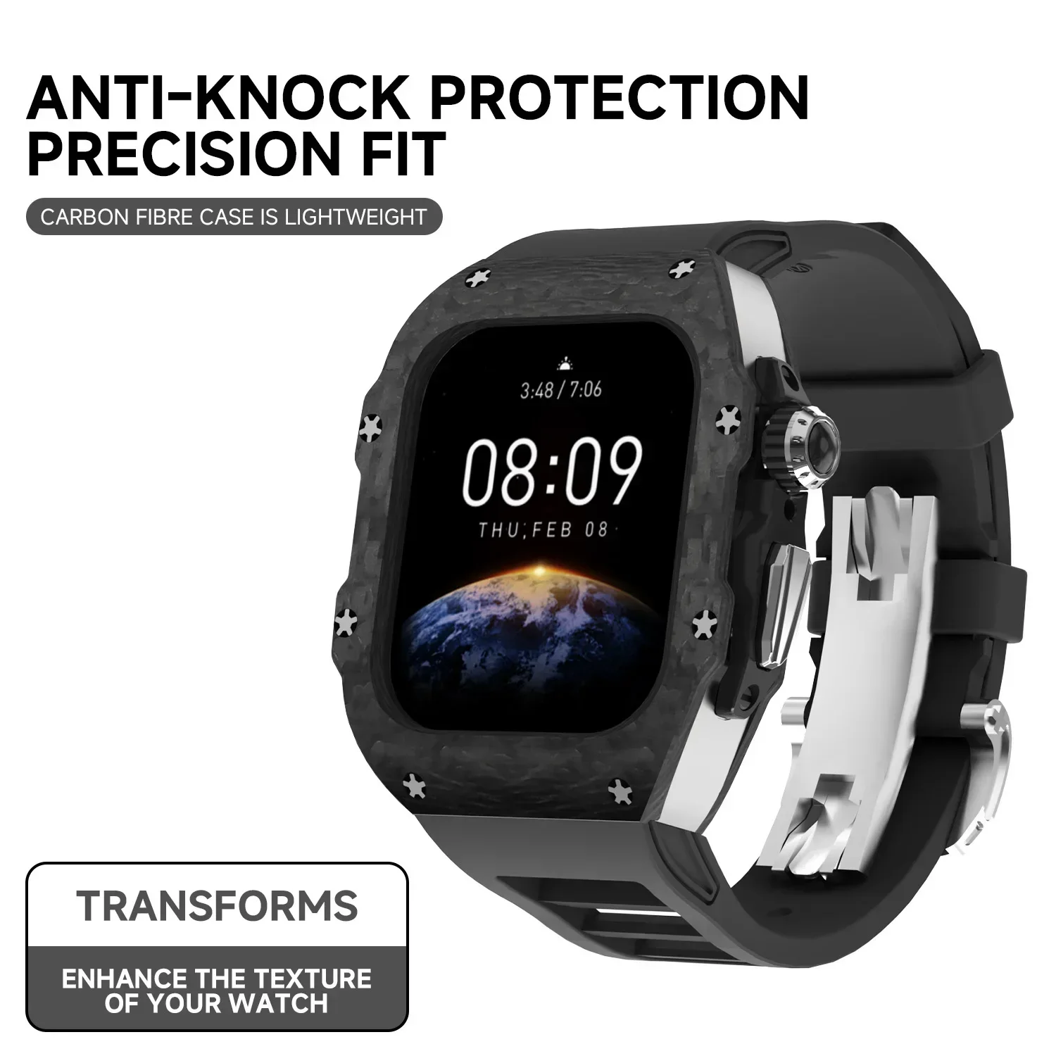 Apple Watch S11 10 42 46mm用カーボ - Luxury Watch With Rubber Strap のレビューと価格
