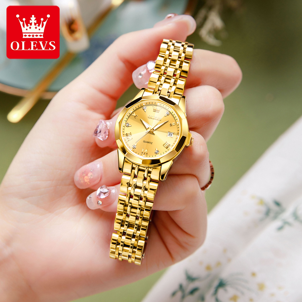 OLEVS ファッションゴールデン腕時計女性のためのステンレ - Ladies Luxury Watch のレビューと価格
