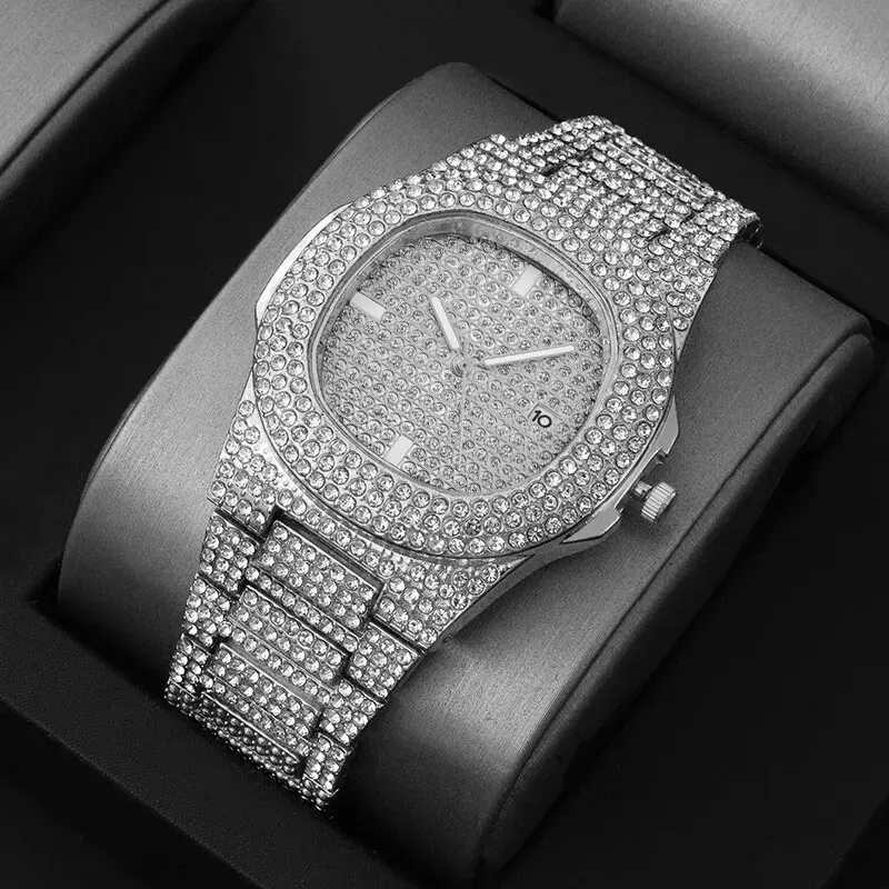 海外貿易向けの新しいファッショナブルなフルダイヤモンドメンズ - Luxury Watch Trading のレビューと価格