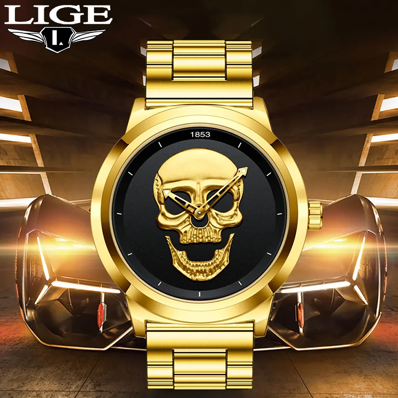 Lige-男性用クォーツ腕時計,スケルトン,クリエイティブ, - Luxury Watch Holder For Men のレビューと価格