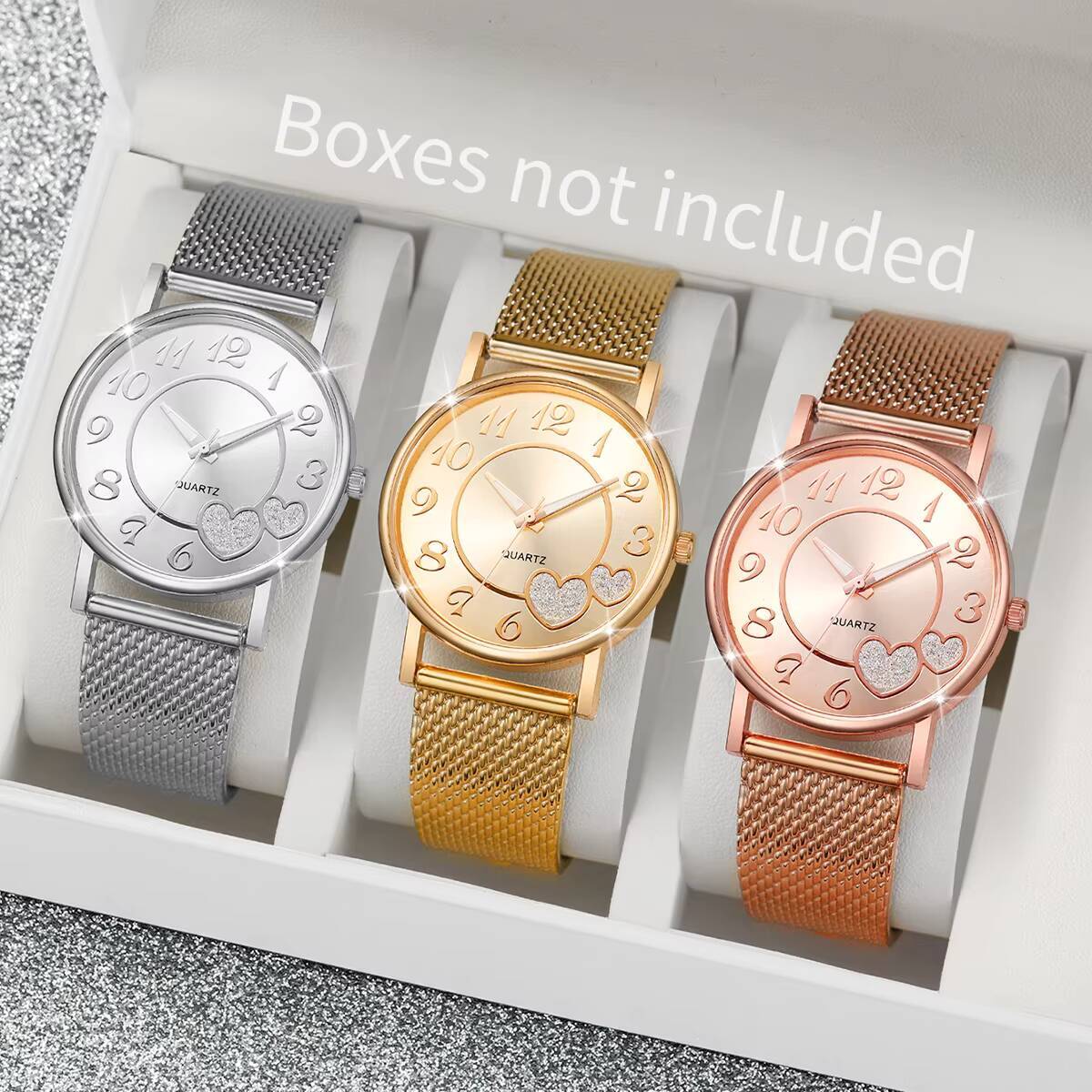 1/3 個ファッションハートダイヤル女性用腕時計カジュアルプ - Luxury Watch With Rubber Strap のレビューと価格